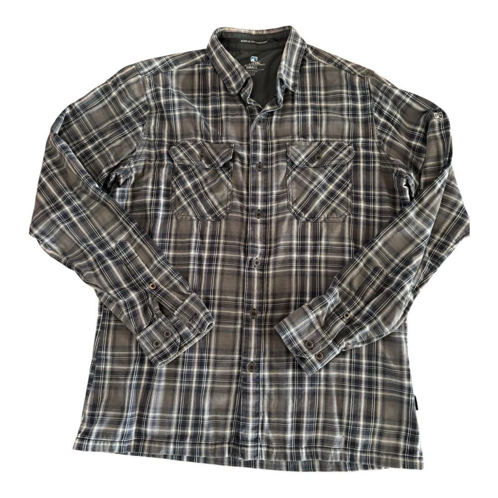 Kuhl Flannel Shirt Men's SMALL Long Sleeve Plaid Button Up Hiking/Fishing